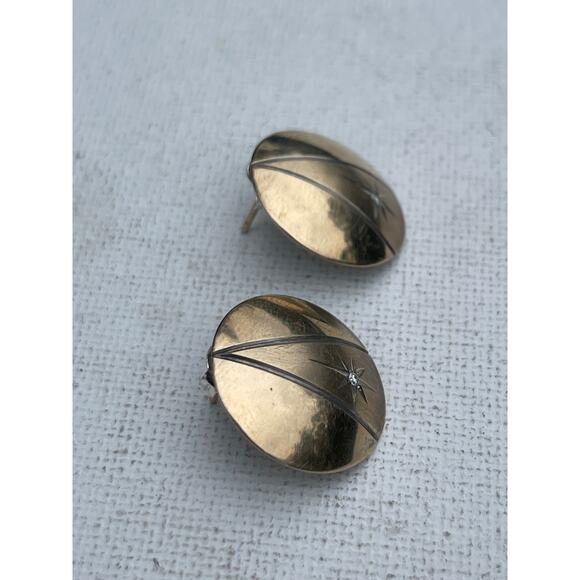 Art Deco Diamond 14k Gold and Sterling Silver Earrings - Picture 3 of 4